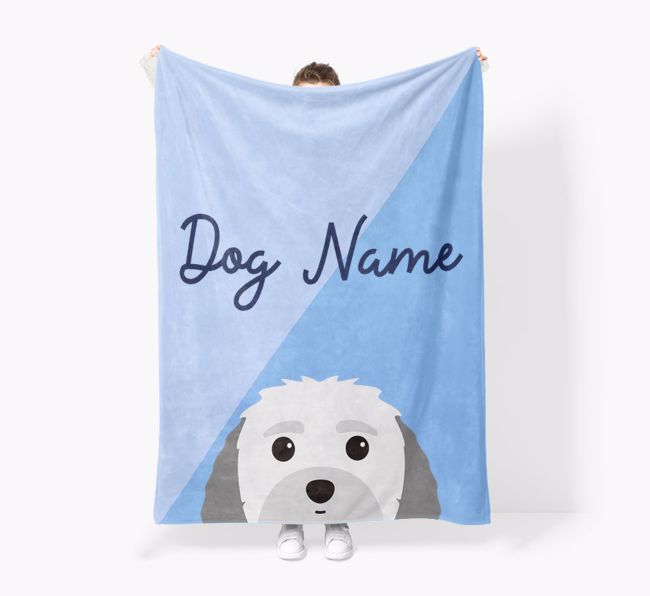 Peeking Name: Personalised {breedFullName} Premium Sherpa Fleece Blanket